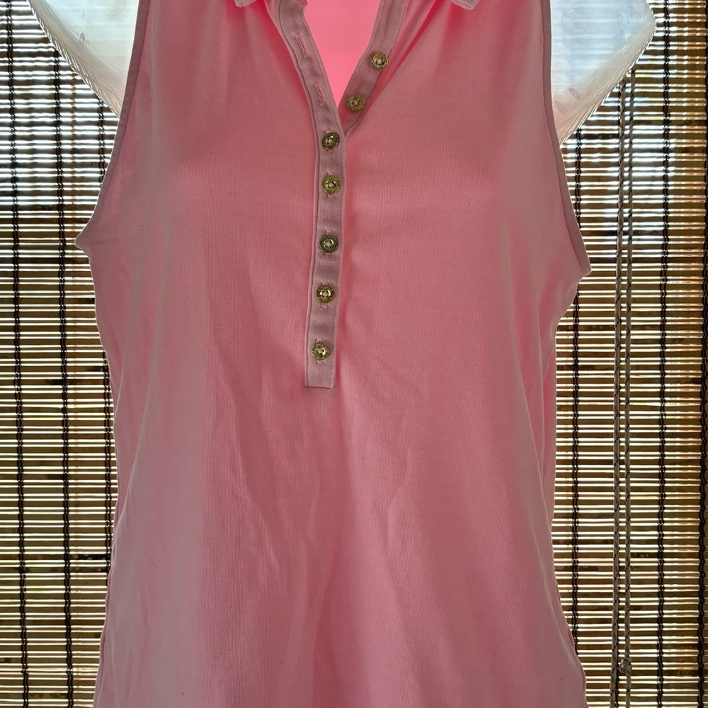Lilly Pulitzer Reema Sleeveless Top Peony Pink Golf Athletic Polo size M - Picture 2 of 12